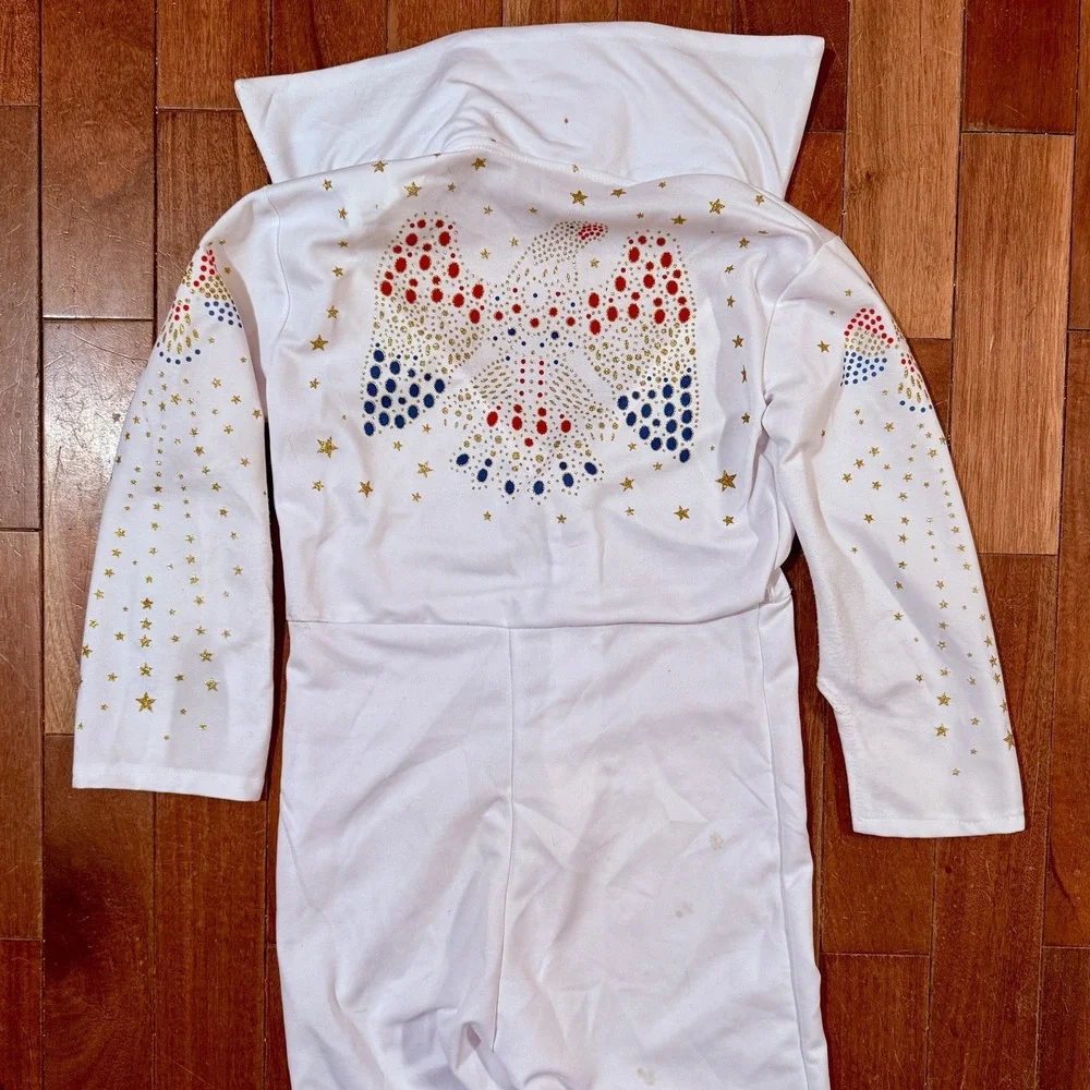 Child Boy Kid 1970s 70s ELVIS Costume Jumpsuit Scarf Belt Glasses Wig Sz‎ L 12